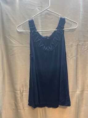 RXB Navy Blue Crochet-Trim Tank Top